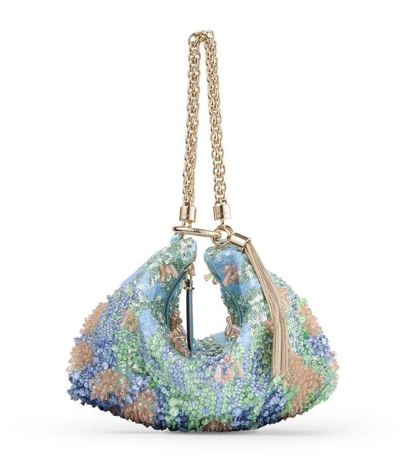 Jimmy Choo Callie satin embellished clutch bag, UK version