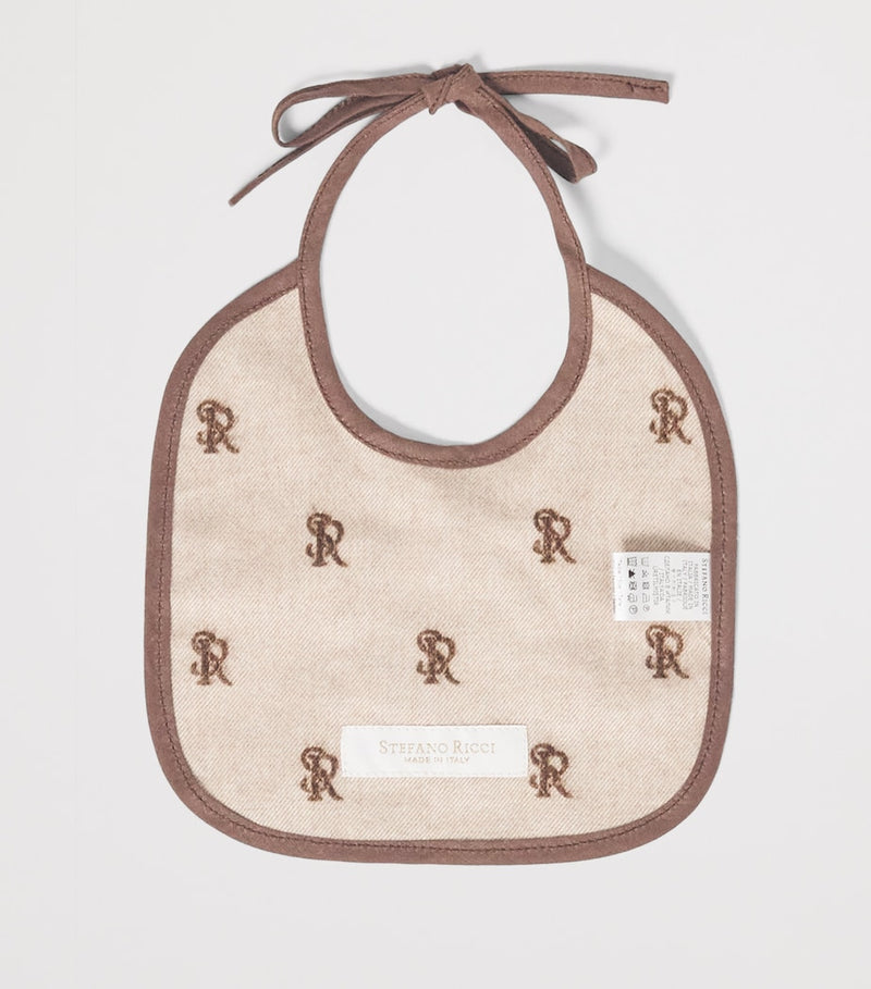 Stefano Ricci cotton kids bib with teddy bear logo (British brand)