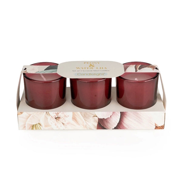 Mini scented candles Peony Water Lily 3 pack - British product