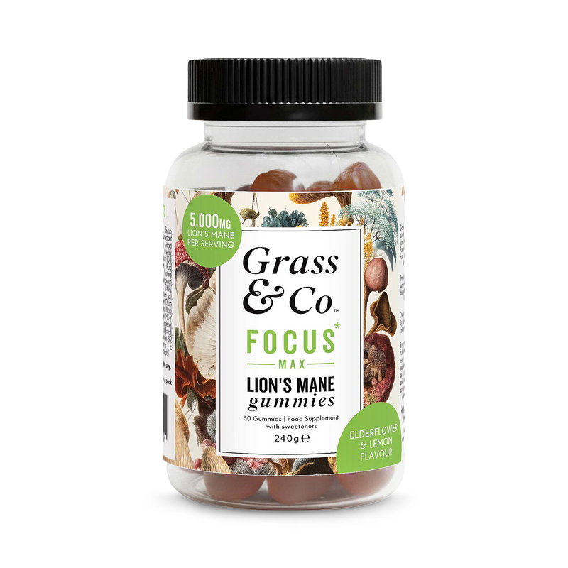 Grass & Co. Lion's Mane gummies lemon elderflower 60 (British brand)