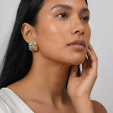 Superdrug MUCHV Gold & Silver Twisted Square Stud Earrings 2.45cm- Buy online at McGrocer