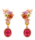 Boodles rose gold earrings with diamonds and tourmalines - British product