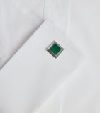 Dunhill hobnail cufflinks with malachite stone, 15mm - British product