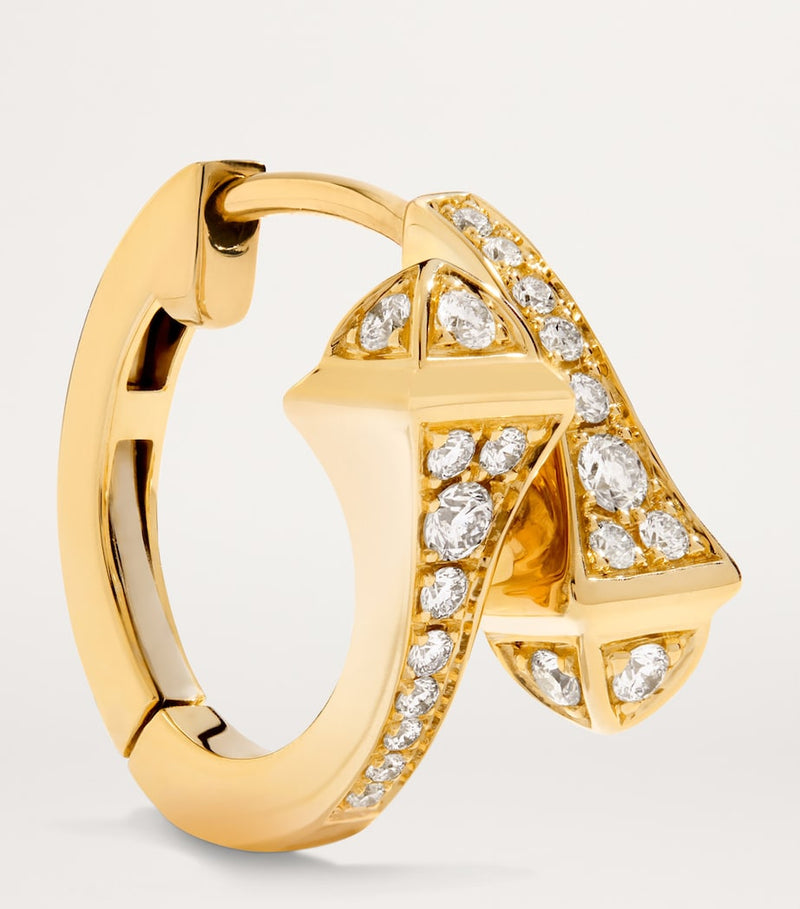 MARLI New York yellow gold and diamond huggie earrings (British brand)