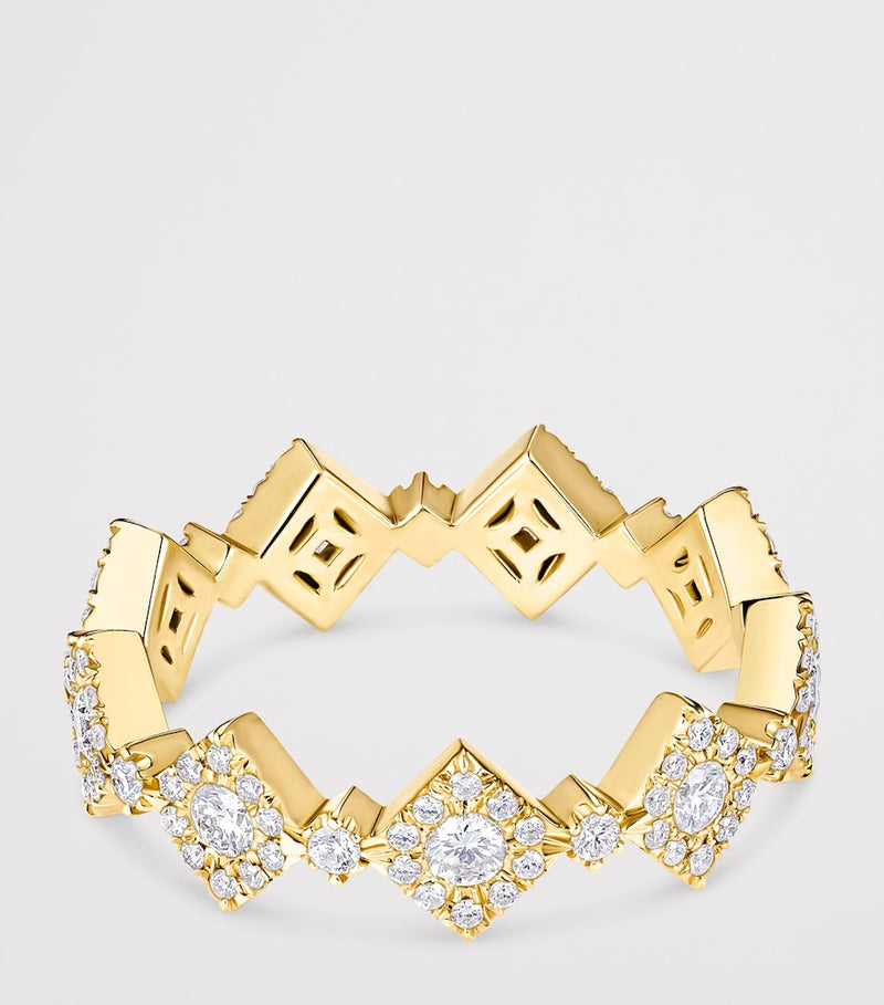 David Morris yellow gold diamond triolette ring, imported from the UK