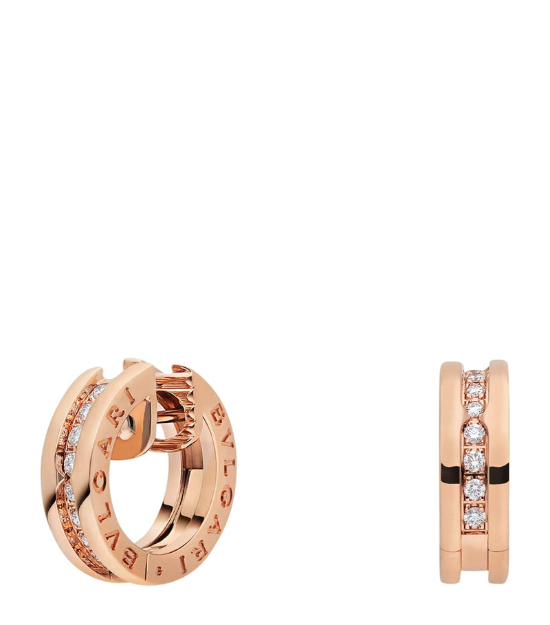 Bvlgari rose gold diamond hoop earrings (British brand)