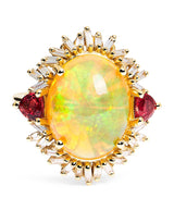 Harrods Suzanne Kalan Yellow Gold, Diamond, Sapphire and Opal One of a Kind Oval Portrait Ring- Buy online at McGrocer