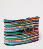 Miu Miu crochet logo tote bag with leather straps - British product