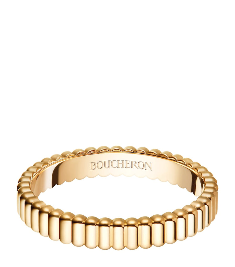 Boucheron yellow gold grosgrain wedding band, UK version