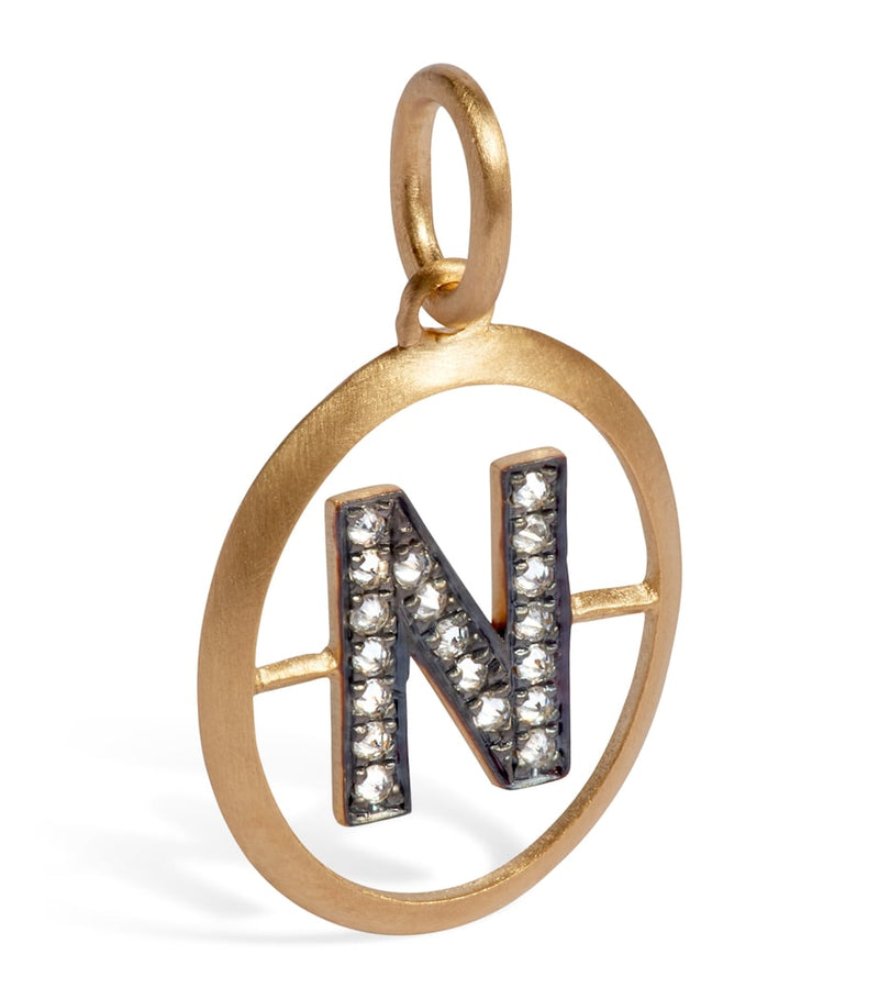 Annoushka yellow gold diamond initial N pendant (British brand)