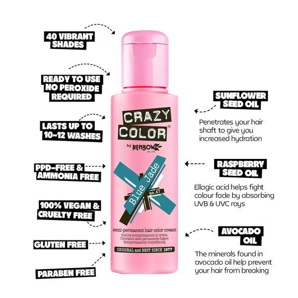 Crazy Color Blue Jade 67 hair dye - British product