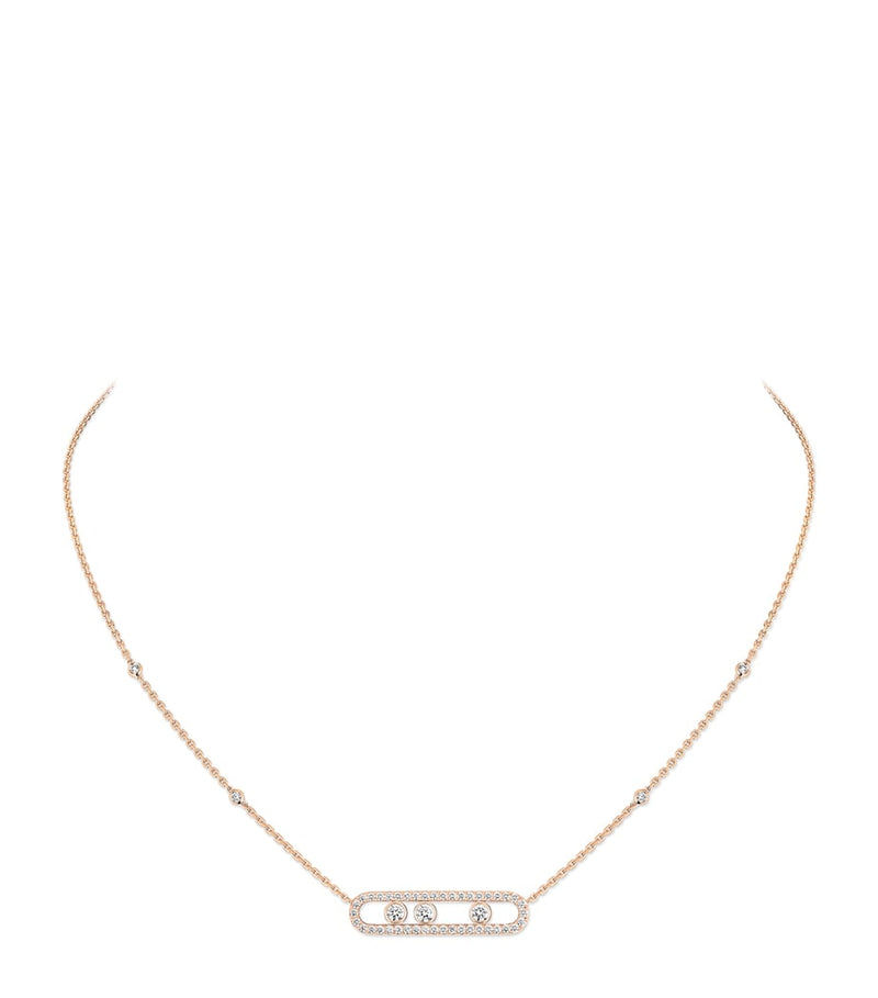 Messika Move Classique pink gold diamond pavé necklace 0.70ct - British product