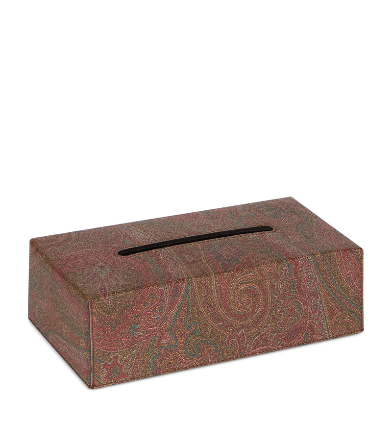 Etro cotton-blend and leather Arnica tissue box - British product