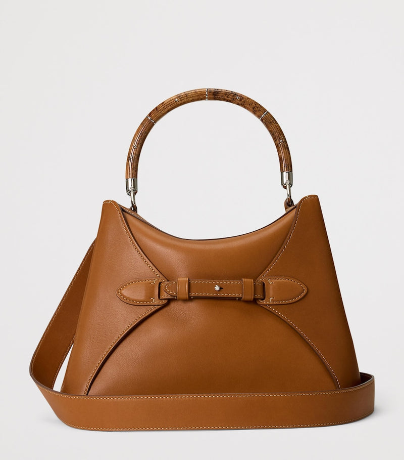 Ralph Lauren calfskin top-handle bag with wood detailing - British product