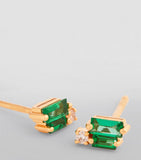 Suzanne Kalan yellow gold emerald diamond earrings 7x4mm, imported from the UK