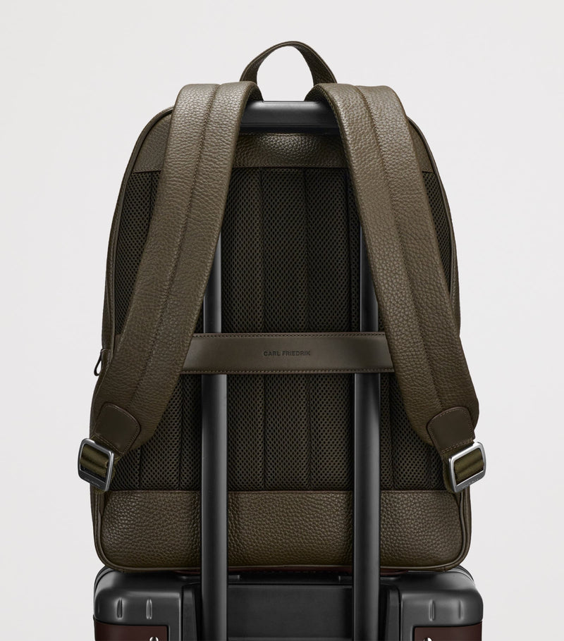 Carl Friedrik Ayrton grained leather backpack (British brand)