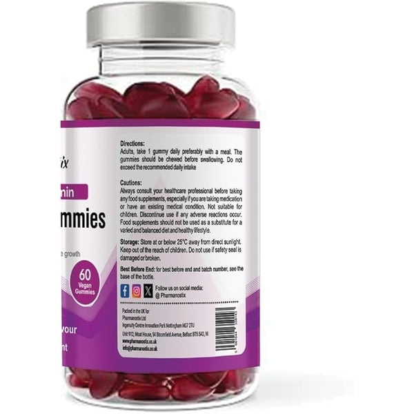 Pharmanostix folic acid 400mcg gummies 60 gummies, UK version