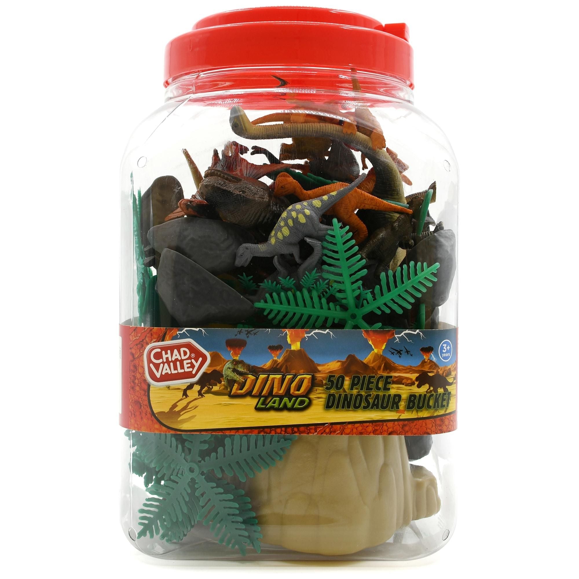 Chad Valley Dino Land Bucket Of Dinosaurs 50Pc