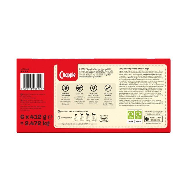 Chappie Adult Wet Dog Food Tins Favourites in Loaf 6 x 412g