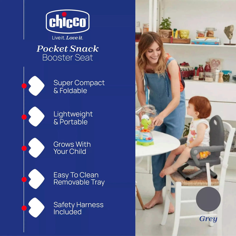 Chicco Pocket Snack booster seat dark grey portable highchair, UK version