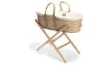 Clair de Lune Cream Organic Moses Basket With Stand