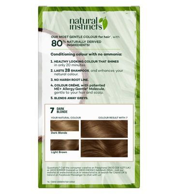 Clairol Natural Instincts Vegan No Ammonia No Parabens Semi-Permanent Hair Dye 7 Dark Blonde 175ml