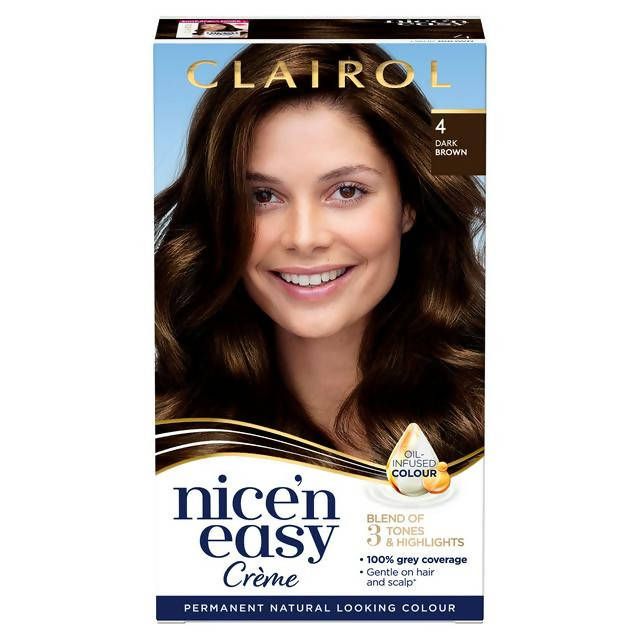 Clairol Nice'n Easy Crème Natural Looking Oil-Infused Permanent Hair Dye Dark Brown 4
