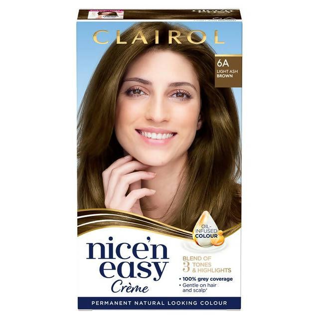 Clairol Nice'n Easy Crème Natural Looking Oil-Infused Permanent Hair Dye Light Ash Brown 6A