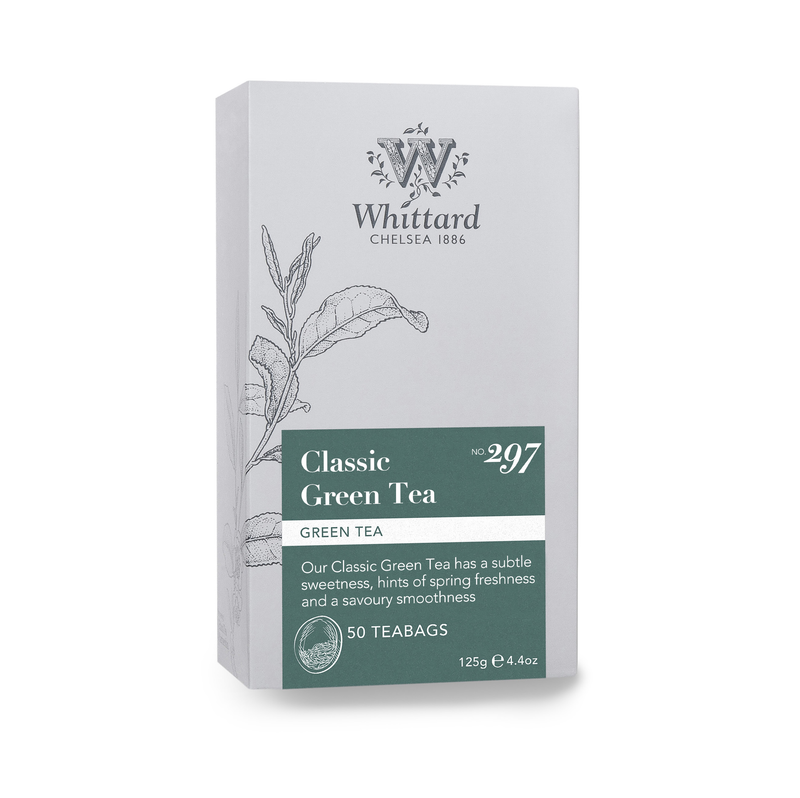 Whittard Classic Green Tea 50 traditional teabags, imported from the UK