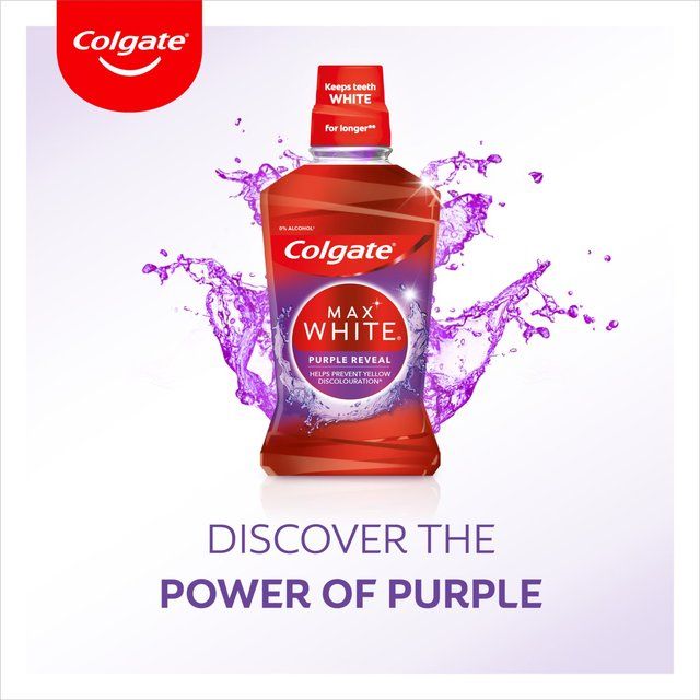 Colgate Max White Purple Reveal Mouthwash Alcohol Free 500ml 500ml