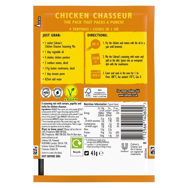 Colman's Chicken Chasseur Recipe Mix 43g