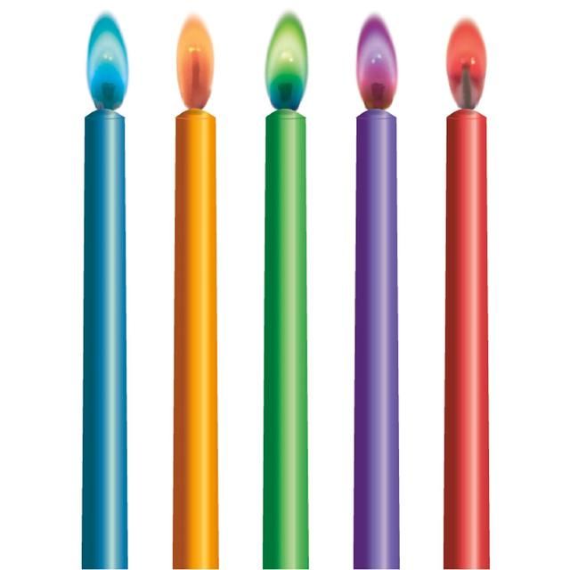 Colour Flame Birthday Candles With Holders 10 per pack