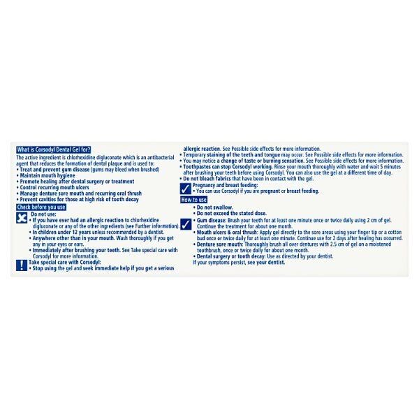 Corsodyl Dental Gel Treat Gum Disease 50g