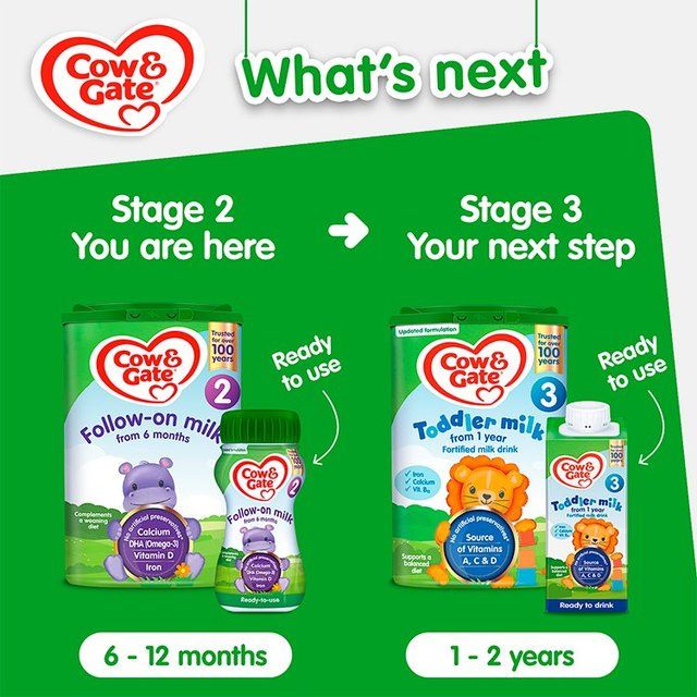 Cow & Gate 2 Follow On Baby Milk Formula Powder 6-12 Months Big Pack    2 x 600g
