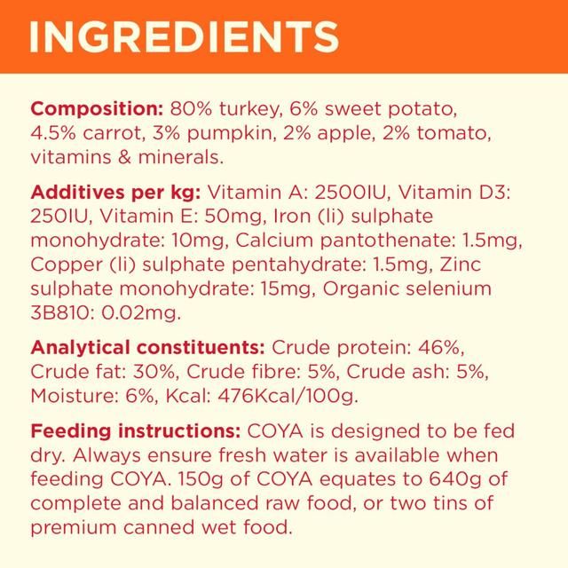 COYA Freeze-Dried Raw Adult Dog Food Turkey 150g