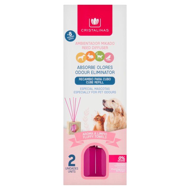 Cristalinas Pet Odour Eliminating Reed Diffuser Refill Fluffy Towels 2 x 30ml