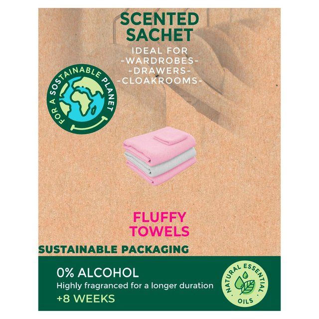 Cristalinas Scented Sachet Wardrobe/Drawer Freshener Fluffy Towels Ecopack 7g