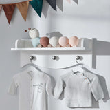 CuddleCo Clara white nursery shelf with pegs - British product