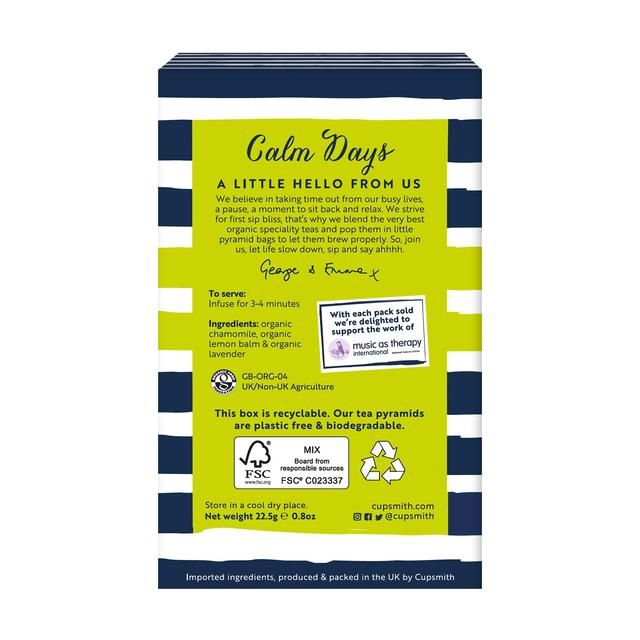 Cupsmith Calm Days Tea   15 per pack
