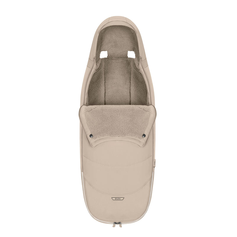 Cybex Platinum footmuff in Cozy Beige, imported from the UK