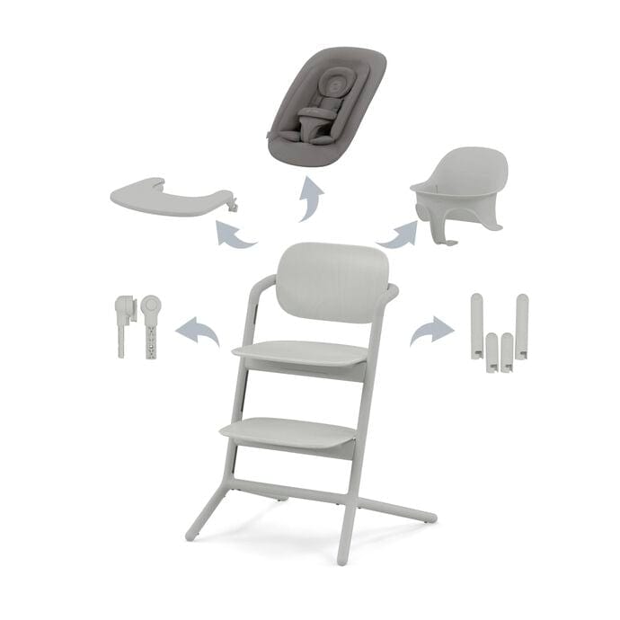 Cybex LEMO 4-in-1 highchair set in Suede Grey, imported from the UK