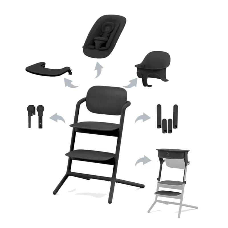 Cybex LEMO 5-in-1 highchair set in Stunning Black - British product