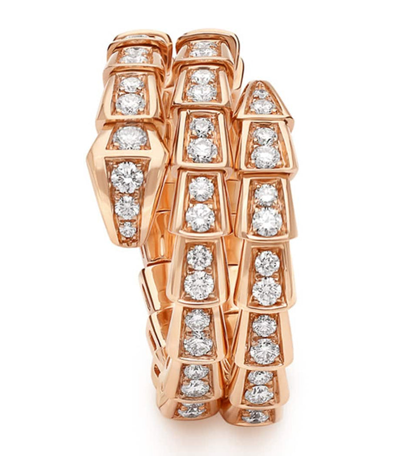 Bvlgari Serpenti Viper rose gold diamond ring (British brand)