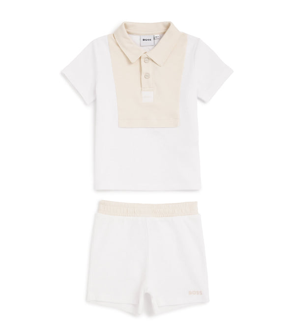 BOSS Kidswear Cotton Polo and Shorts Set for Infants (1-18 Months)
