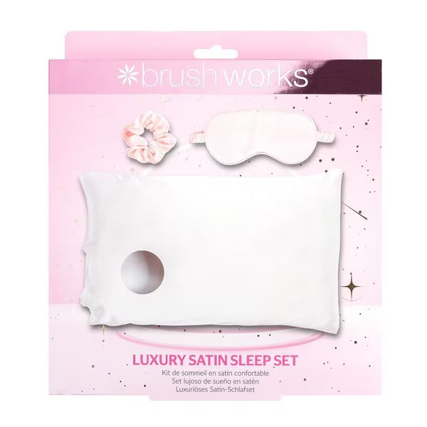 Brushworks Satin Sleep Set with pillowcase and eye mask - British product