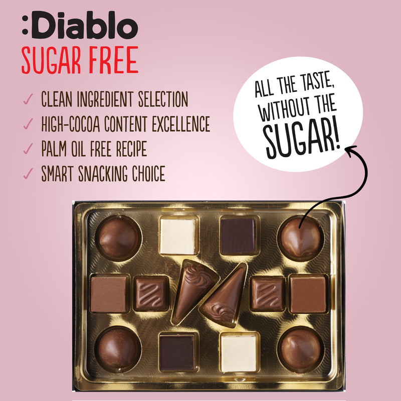 Diablo no added sugar assorted chocolate gift box 142g, UK version