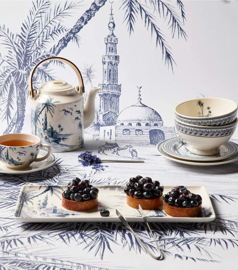 Gien ceramic Japanese teapot blue-and-white transferware, imported from the UK