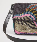 STAUD beaded Timmy shoulder bag glass beads conch motif, imported from the UK