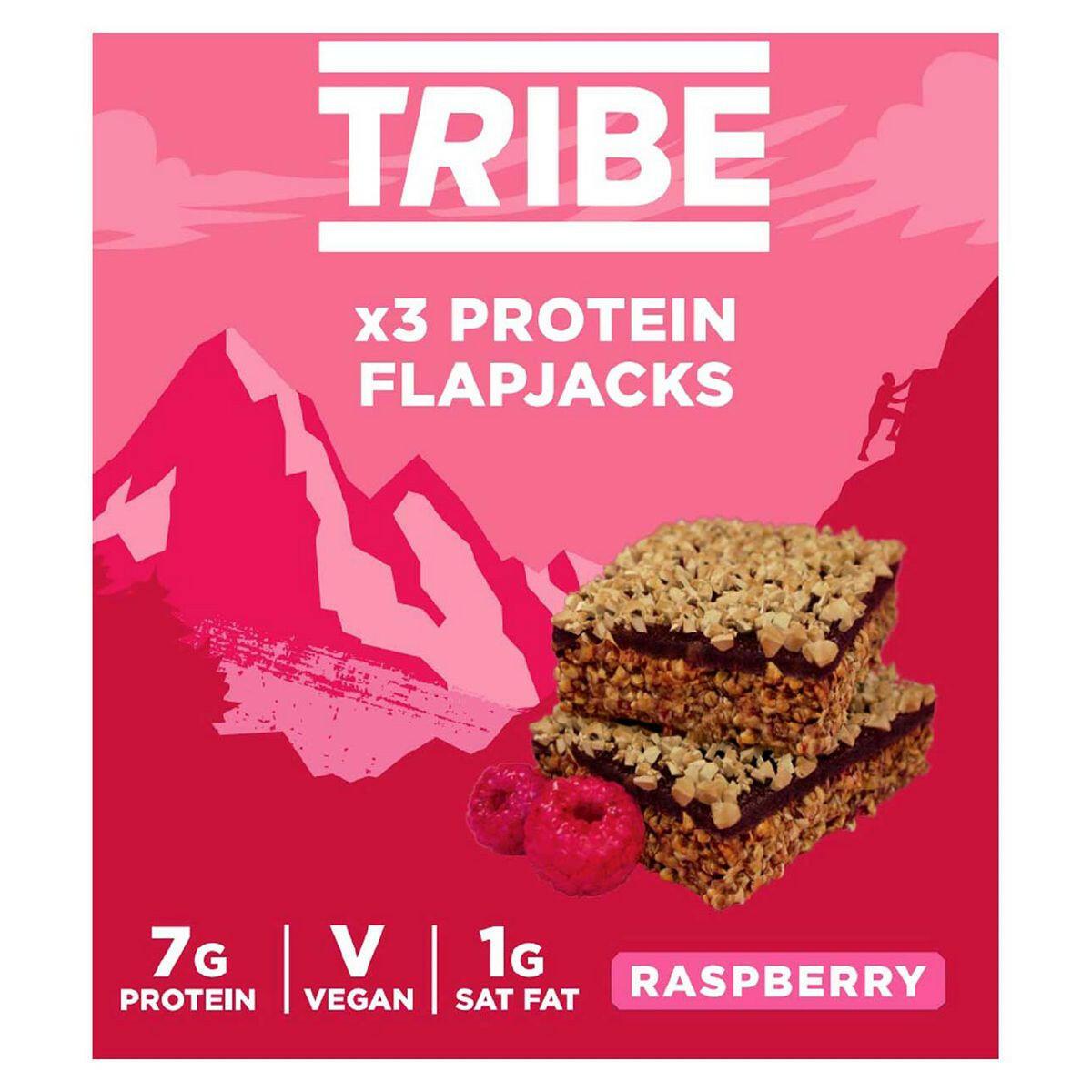 Tribe Plant Protein Flapjack Raspberry - 3 x 38g GOODS Boots