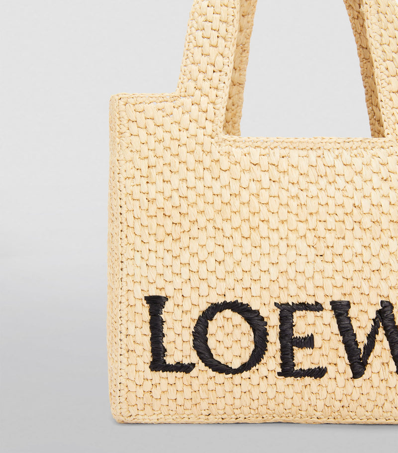 LOEWE Small Font Tote Bag raffia, imported from the UK